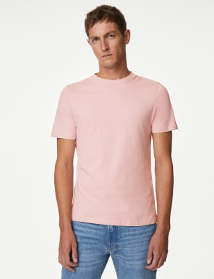 

Mens M&S Collection Regular Fit Pure Cotton Crew Neck T-Shirt - Pale Pink, Pale Pink