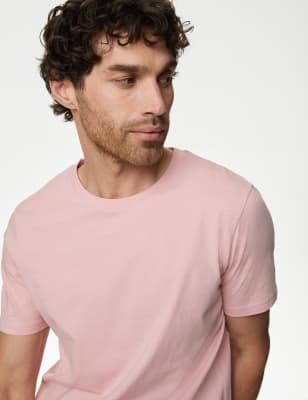

Mens M&S Collection T-Shirt aus reiner Baumwolle in normaler Passform mit Rundhalsausschnitt - Dusted Pink, Dusted Pink