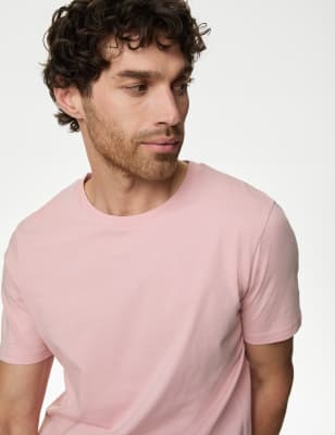 

Mens M&S Collection Regular Fit Pure Cotton Crew Neck T-Shirt - Dusted Pink, Dusted Pink