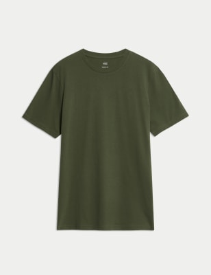 

M&S Collection Camiseta 100% algodón de corte estándar con escote cerradoMens - Soft Khaki, Soft Khaki