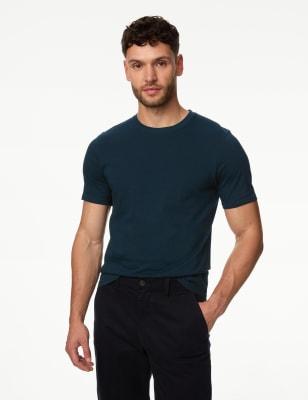 

Mens M&S Collection Regular Fit Pure Cotton Crew Neck T-Shirt - Dark Kingfisher, Dark Kingfisher