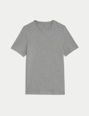 

Mens M&S Collection Regular Fit Pure Cotton Crew Neck T-Shirt - Grey Marl, Grey Marl