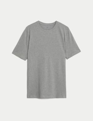 

Mens M&S Collection Slim Fit Pure Cotton Crew Neck T-Shirt, Grey Mix