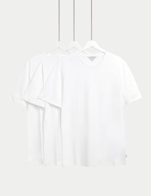 

Mens Autograph 3pk Pure Supima® Cotton V-neck T-Shirts - White, White