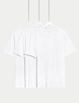 

M&S Collection Pack de 3 camisetas 100% algodón de corte ajustado y escote cerradoMens - White Mix, White Mix