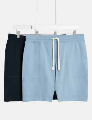 

Mens M&S Collection 2pk Pure Cotton Jersey Shorts - Blue Mix, Blue Mix