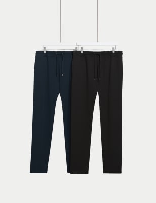 

M&S Collection Pack de 2 pantalones deportivos de pata recta de algodónMens - Black Mix, Black Mix