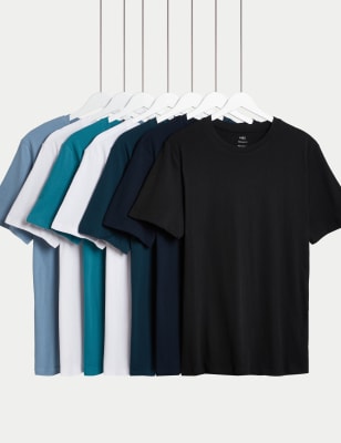 

Mens M&S Collection 7pk Pure Cotton Crew Neck T-Shirts - Turquoise Mix, Turquoise Mix