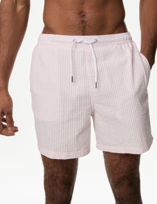 

Mens M&S Collection Quick Dry Seersucker Swim Shorts - Pink, Pink