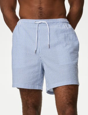 

Mens M&S Collection Quick Dry Seersucker Swim Shorts - Mid Blue, Mid Blue