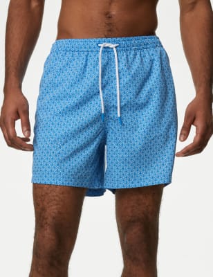 

Mens M&S Collection Quick Dry Geometric Print Swim Shorts - Bright Blue, Bright Blue