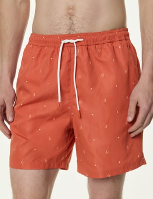 

Mens M&S Collection Quick Dry Geometric Print Swim Shorts - Coral, Coral