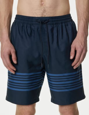 

Mens M&S Collection Quick Dry Striped Longer Length Swim Shorts - Dark Navy, Dark Navy