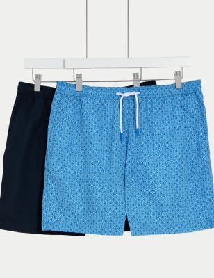 

Mens M&S Collection 2pk Quick Dry Swim Shorts - Blue Mix, Blue Mix