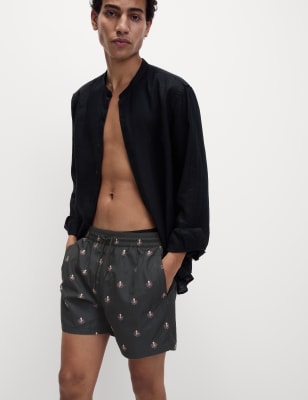 

Mens M&S Collection Quick Dry Printed Swim Shorts - Black, Black