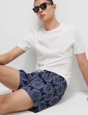 

Mens M&S Collection Schnell trocknende Badeshorts mit Holzblock-Print - Dark Navy, Dark Navy