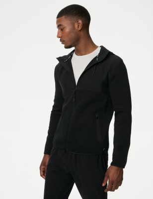 

Mens Goodmove Cotton Rich Colour Block Zip Up Hoodie - Black, Black