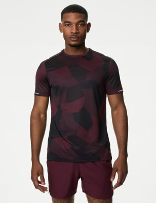 

Mens Goodmove Printed Crew Neck T-Shirt - Bordeaux, Bordeaux