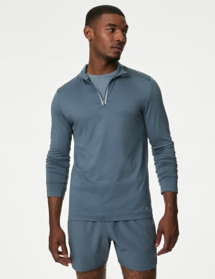

Mens Goodmove Half Zip Funnel Neck Long Sleeve Top - Air Force Blue, Air Force Blue