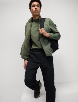 

Mens Goodmove Fleece Funnel Neck Top - Moss Green, Moss Green