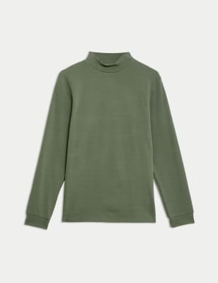 

Mens Goodmove Fleece Funnel Neck Top - Moss Green, Moss Green