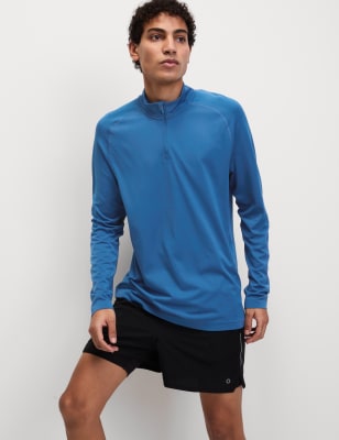 

Mens Goodmove Funnel Neck Half Zip Top - Bright Blue, Bright Blue