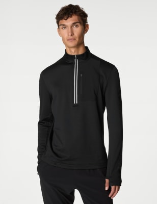 

Goodmove Top de manga larga con media cremalleraMens - Black, Black