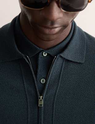 JAEGER  Fine Merino Wool Rich Knitted Jacket - MREG - Navy, Navy