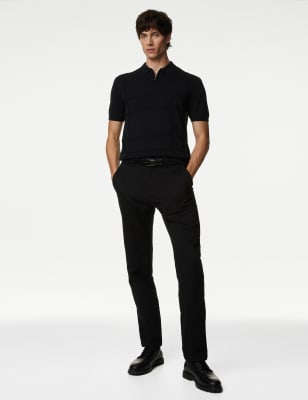 

Mens Autograph Cotton Modal Zip Up Knitted Polo Shirt - Black, Black