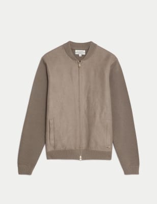 

Mens Autograph Cotton Rich Zip Up Knitted Bomber - Taupe, Taupe