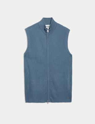 

Mens Autograph Cotton Rich Knitted Zip-up Gilet - Air Force Blue, Air Force Blue