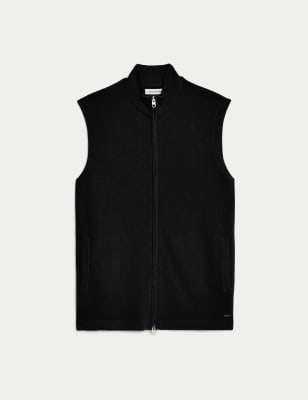 

Mens Autograph Cotton Modal Knitted Zip-up Gilet - Black, Black