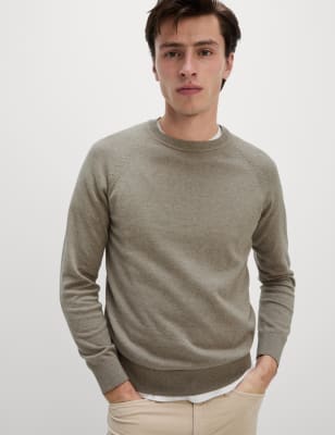 

Mens M&S Collection Pure Cotton Crew Neck Jumper - Mushroom, Mushroom