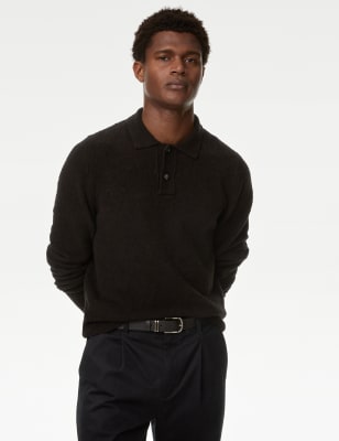 

Mens Autograph Boucle Knitted Polo Shirt - Black, Black