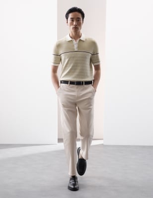 

Mens Autograph Cotton Rich Geometric Knitted Polo Shirt - Ivory Mix, Ivory Mix