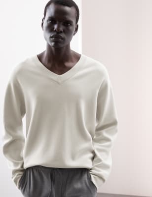 

Mens Autograph Relaxed V-Neck Jumper - Light Natural, Light Natural