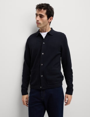 

Mens M&S Collection Air Yarn Knitted Jacket, Dark Navy