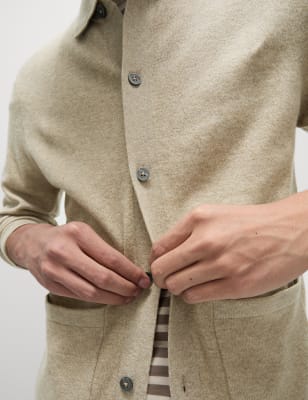 

Mens M&S Collection Air Yarn Knitted Jacket, Neutral