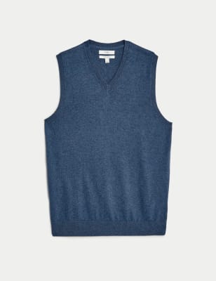 

Mens M&S Collection Pure Cotton Sleeveless Jumper - Light Airforce, Light Airforce