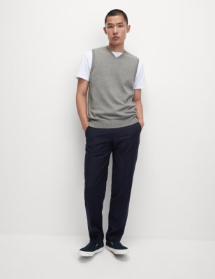 

Mens M&S Collection Pure Cotton Sleeveless Jumper - Grey Marl, Grey Marl
