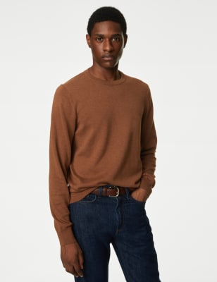 

Mens M&S Collection Pure Cotton Crew Neck Jumper - Nutmeg, Nutmeg