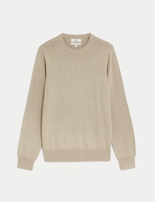 

Mens M&S Collection Pure Cotton Crew Neck Jumper - Beige, Beige