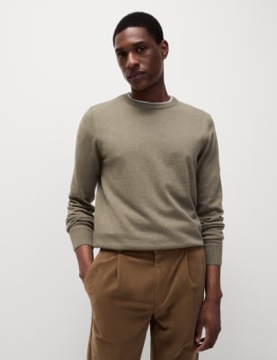 

Mens M&S Collection Pullover aus reiner Baumwolle mit Rundhalsausschnitt - Medium Brown, Medium Brown
