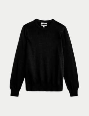 

Mens M&S Collection Pullover aus reiner Baumwolle mit Rundhalsausschnitt - Black, Black