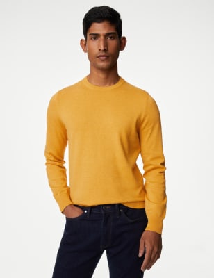 

Mens M&S Collection Pure Cotton Crew Neck Jumper - Dark Yellow, Dark Yellow