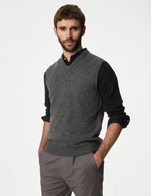 

Mens M&S Collection Pure Extra Fine Lambswool Sleeveless Jumper - Charcoal Mix, Charcoal Mix