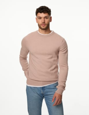 

Mens M&S Collection Pure Extra Fine Lamsbwool Crew Neck Jumper - Dusky Pink, Dusky Pink