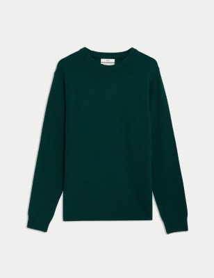 

M&S Collection Suéter 100% lana lambswool extrafina con cuello redondoMens - Evergreen, Evergreen
