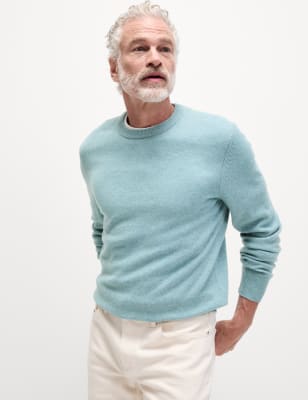 

Mens M&S Collection Pure Extra Fine Lambswool Crew Neck Jumper - Pale Blue, Pale Blue