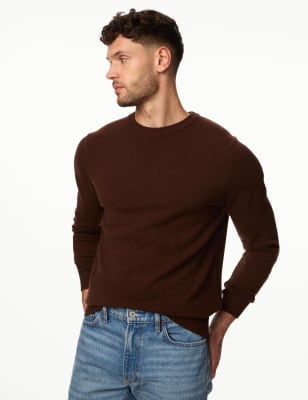 

Mens M&S Collection Pure Extra Fine Lamsbwool Crew Neck Jumper - Brandy, Brandy